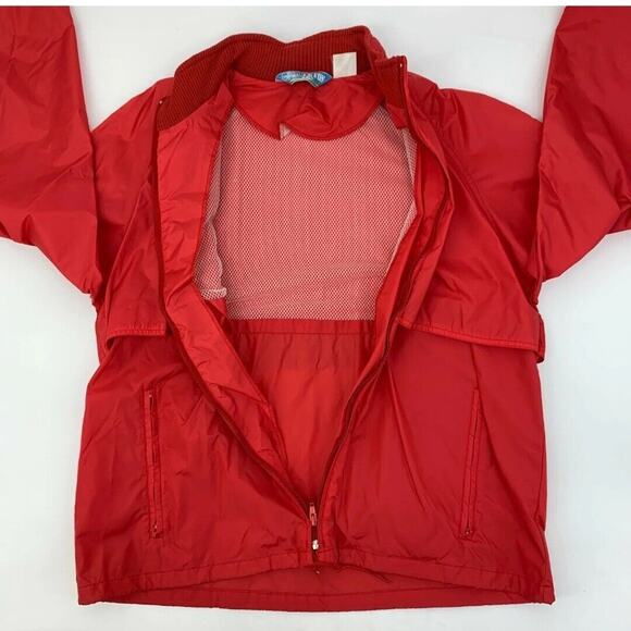 VTG 80s Woolrich Womens Teton Rain Jacket L Red Full Zip Hooded Lightweight EUC - Picture 3 of 12
